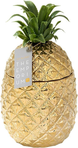 Talking Tables Gold Pineapple Ice Bucket with Lid, 21.5 x 21.5 x 27 cm- new but dark mark inside, opened damaged box