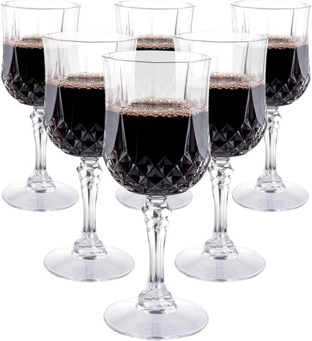 alpina Plastic Wine Glasses Set of 6x200ml, condition- used good- water marks and small scratches on glasses, open, scruffy box
