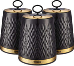 Tower Empire Set of 3 Storage Canisters, 1.3L, Black and Brass- new but open/scruffy box