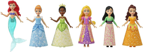 Mattel Disney Princess Toys, 6 Posable Small Dolls, New but open, scruffy box