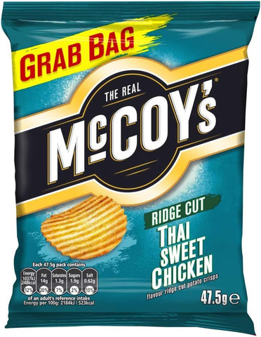 McCoy's Potato Crisps 47.5g – Thai Sweet Chicken, best before 21/12/24, scruffy pack, may come crushed