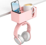 KDD 4-in-1 Desk Cup Holder with Headphone Hanger Pink- new but small marks, open/scruffy box