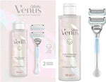 Gillette Venus Women's Razor + 2 Blade Refills + 2in1 Shave Gel and Cleanser 190ml Bundle- scuffy box