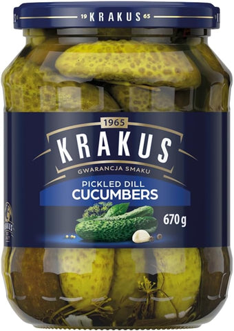 Krakus Pickled Dill Cucumbers 670g- best before 01/26