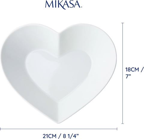 Mikasa Chalk Porcelain Heart-Shaped Bowl 21cm - White- new