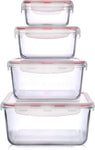 Set of 4 Extra Large Food Storage Containers Glass with Lid, new, 2 LIDS ARE BROKEN