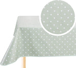 Home Direct Rectangular Oilcloth PVC Table Cover 140cm x 240cm 55x94 Polka Dot Sage Green- new but opened scruffy original packaging