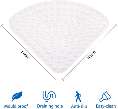 Shower Mat Non Slip Sector Rubber Corner Bath Mat, 54 x 54 cm (White)- new burt scruffy packaging