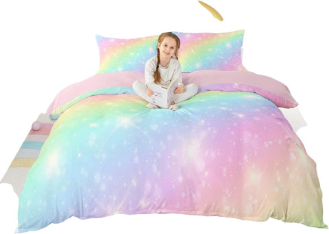 Homewish Rainbow Duvet Cover Single Size 2 Piece, New but scruffy packaging