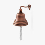 Bell with Rope Pull , 5 inch  , bronze , new , scruffy box