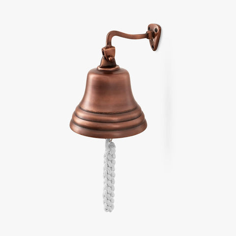 Bell with Rope Pull , 5 inch  , bronze , new , scruffy box