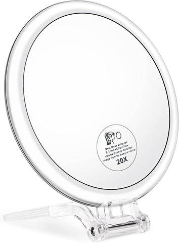 JMH Magnifying Handheld Mirror Double Sided, 1X 20X Portable Small Makeup Mirror, 6 Inch- new