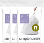 simplehuman Custom Fit Bin Liner Pack 60pcs, White Plastic, condition new, damaged box