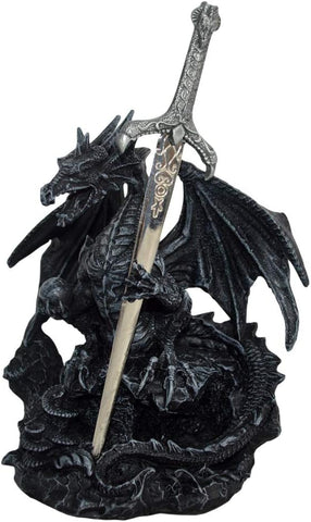 Nemesis Now Oath of the Dragon 19cm, Black- new but horns are broken and sword is missing, open damaged box