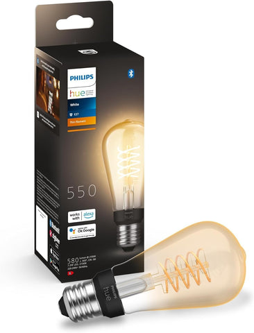 Philips Hue White Filament ST64 Smart Light Bulb [E27 Edison Scew] with Bluetooth- new but open/scruffy box