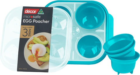 Décor Microwave Egg Poacher Cups for 4, condition used -good, small marks inside