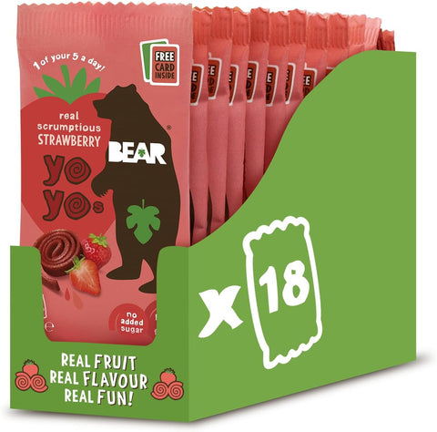 Bear - Strawberry Fruit Yoyos - 18 x 20g - best before 03/25- dirty box