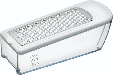 KitchenCraft Cheese Grater with Container Plastic / Stainless Steel, 23 x 8 x 6 cm- new but there is a crack on the side(does not affect use) open scruffy box