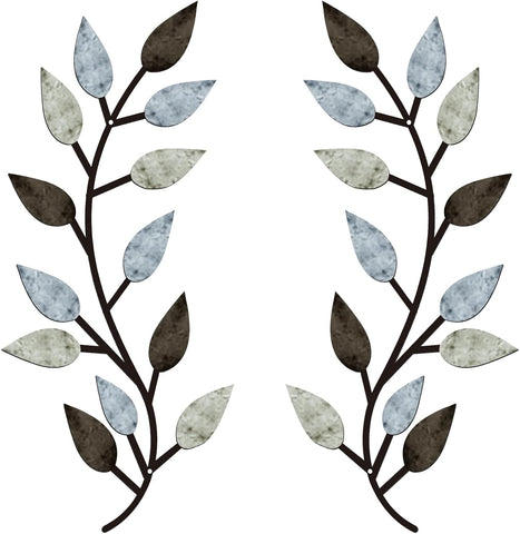 Zhengmy 2 Pieces Metal Tree Leaf Wall Decor (Pastel Colors)- new but paint missing on a very small part, no original packaging