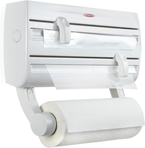Leifheit Parat F2 Wall Mounted Cling Film Foil Dispenser for Rolls up to 30 cm Wide, White new but has a crack to the plastic at bottom, does not affect use