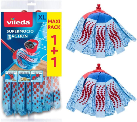 Vileda SuperMocio 3Action XL Mop Refill, Pack of 2- new but missing original packaging