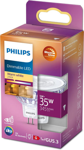 Philips LED Warm Glow Dimmable Indoor Light 5W, condition new, slightly damaged box