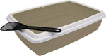 Aime | Cat Litter Tray with Rim and Scoop- Taupe 44 x 34 x 11 cm-scruffy packaging