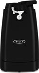 BELLA Electric Can Opener and Knife Sharpener- Stainless Steel Blade, Black- new but small bit of plastic broken from lever does not affect use/ broken box