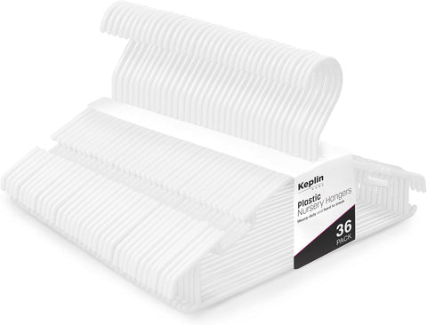 KEPLIN 36 Pack Children's Hangers, Plastic, Nonslip (White)- new but scruffy pack