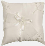 Wedding Ring Cushion Cream with Pearl Embellishment Square 20x20cm- New but broken packaging