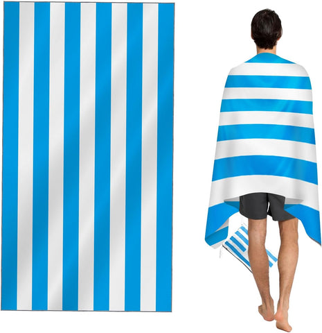 CNMTCCO Large Beach Quick Dry Towel with Bag, 160x90cm, Light Blue, condition new