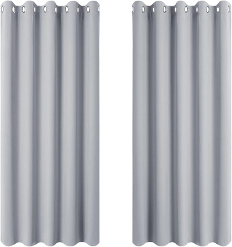 PONY DANCE Eyelet Black Out Curtain 2 Panels 66 Inch x 54 Inch (Width x Length), Silver Grey used very good