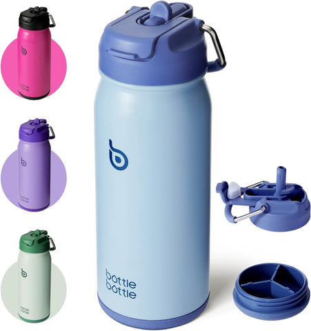 BOTTLE BOTTLE 16 oz stainless steel insulated kids water bottle with straw blue -new in original packaging