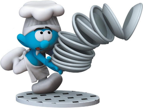 Plastoy Figurine Smurfs Plate Stack, Used- acceptable 2 pieces come away, need gluing back, scruffy box