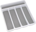 Addis Premium Soft touch 5 Compartment kitchen Cutlery, White & Grey- new but one corner cracked, no original packaging