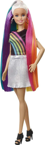 Barbie Rainbow Sparkle Hair Doll, New but missing the brush, damaged box, taped