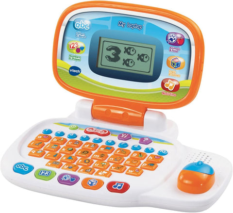 VTECH My Laptop - Orange, condition- used -good , no box , hard to unscrew the battery flap , ( ref TT109)