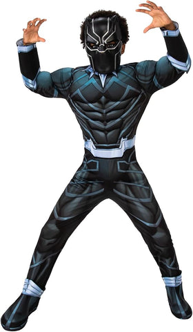 Rubie's Official Marvel Avengers Black Panther Deluxe Child Costume, New but some pulls on fabric, open, scruffy bag