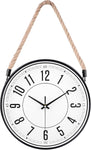 WOOPHEN Rope Hanging Wall Clock, Silent, 12'', condition new, scruffy box, Tested