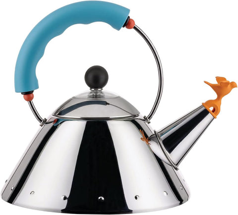 Alessi Kettle with Magnetic Bottom in 18/10 Stainless Steel -Light Blue- new but missing whistle,no original packaging