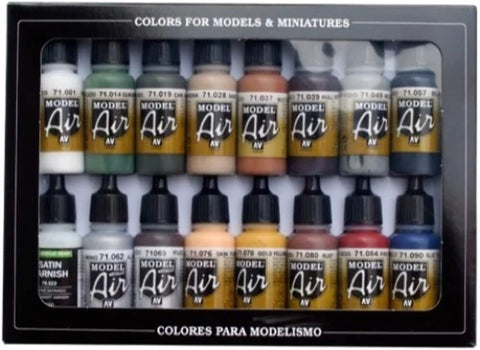 Vallejo Model Air Set 71193 RLM Colors (16), used- very good, 2 have been opened, they have leaked so pots are dirty