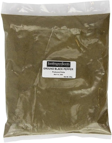JustIngredients Essentials Black Pepper Ground, 500 g- best before 05/24-slightly dirty bag-(ref T4-4)