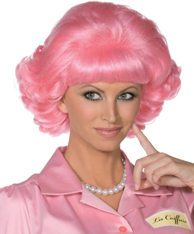 Smiffys Grease Frenchy Wig in Pink for Adults, New but open, scruffy box