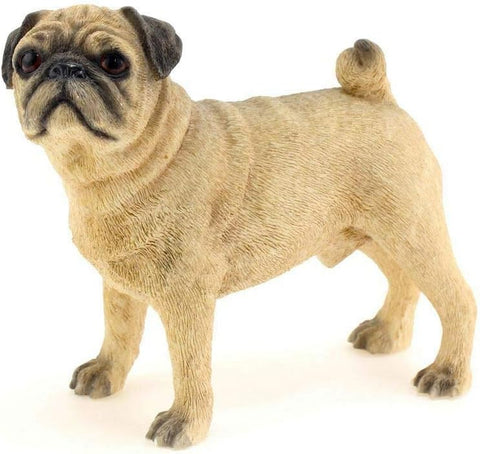 Statues dog sculptures Resin Ornament Gifts Leonardo Collection Pug Fawn, Stone, Tan, 12 x 6 x 11 cm, Multicoloured- new but open/scruffy box