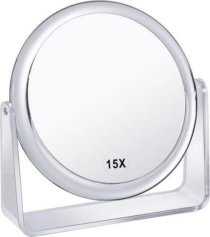 15X Magnifying Makeup Mirror for Desk Double Sided 1X/15X  , new but scruffy box