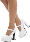Smiffys 70s Ladies Platform Shoes, white, size 5 adult, new but scruffy box
