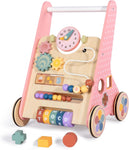 LOL-FUN Wooden Baby Walker for Toddlers 6-12 Months, new but open-scruffy box, clock hour hand is broken