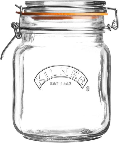 Kilner 1 Litre Square Glass Clip Top Preservation Storage Jar (ref e415)