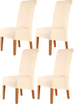 CMAKER High Back Chair Covers Stretch, Set of 4, Cream, new, no packaging