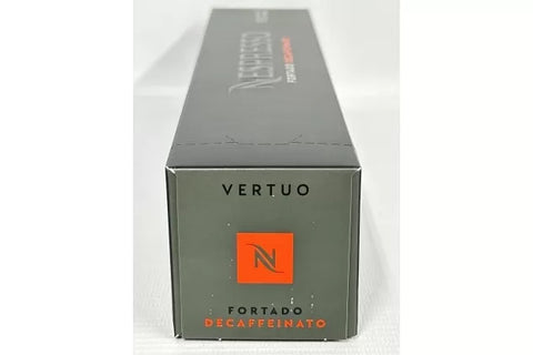 Nespresso Vertuo Fortado Decaffeinato Coffee Pod 10 Capsules best before 4/25 damaged/open box (ref d)